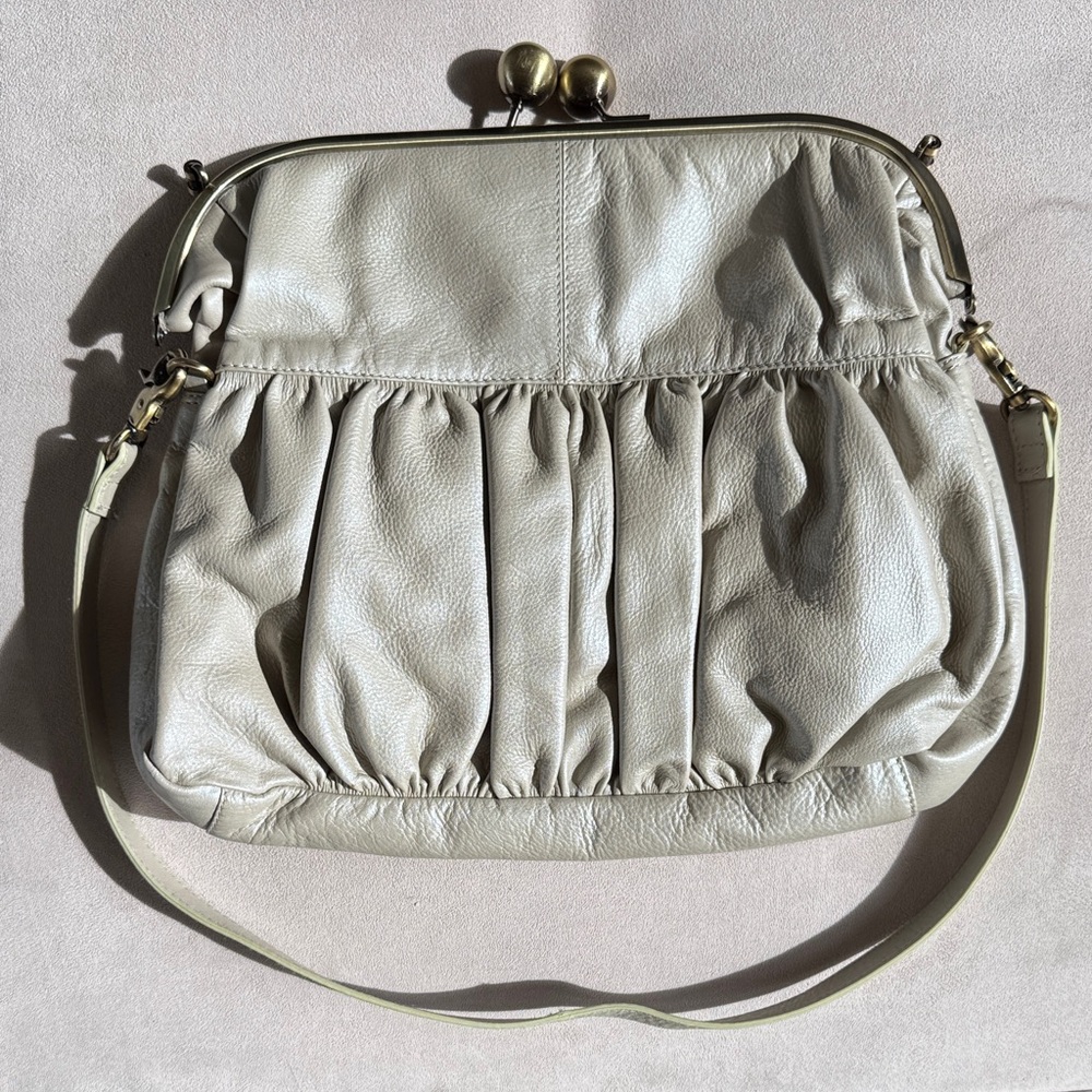 Michael Rome Cream Italian Leather Shoulder/Fold-over Style Bag NEW!! D2